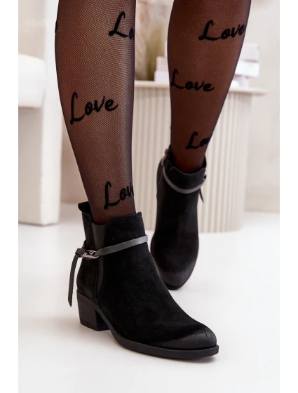 Zazoo 2326 Sametové Dámské Nazouvací Botky Černé