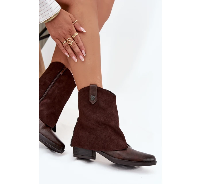 Zateplené Sněhule Na Podpatku Čokoládové model 21708412 - Boto