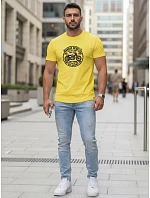 Pánské bavlněné tričko s potiskem motorky žluté FashionStreet NX5007R