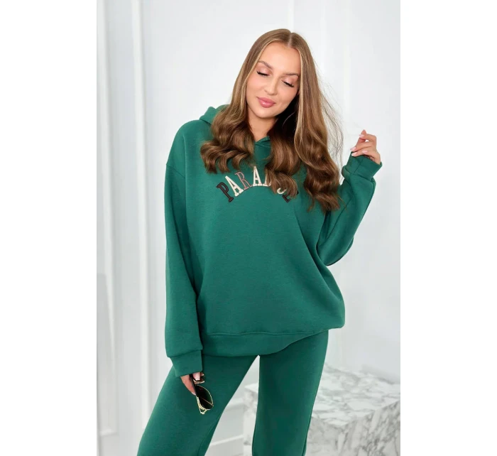 Bavlněná souprava s vyšívaným nápisem Paradise zelený