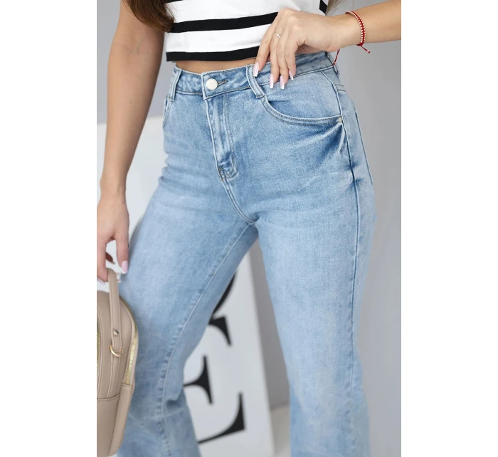 Dámské džíny s širokou nohavicí a vysokým pasem
