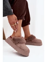 Dámské sněhule na platformě s kožešinou a výšivkou tmavě béžové Querina Dámské sněhule na platformě s kožešinou a výšivkou tmavě béžové Querina