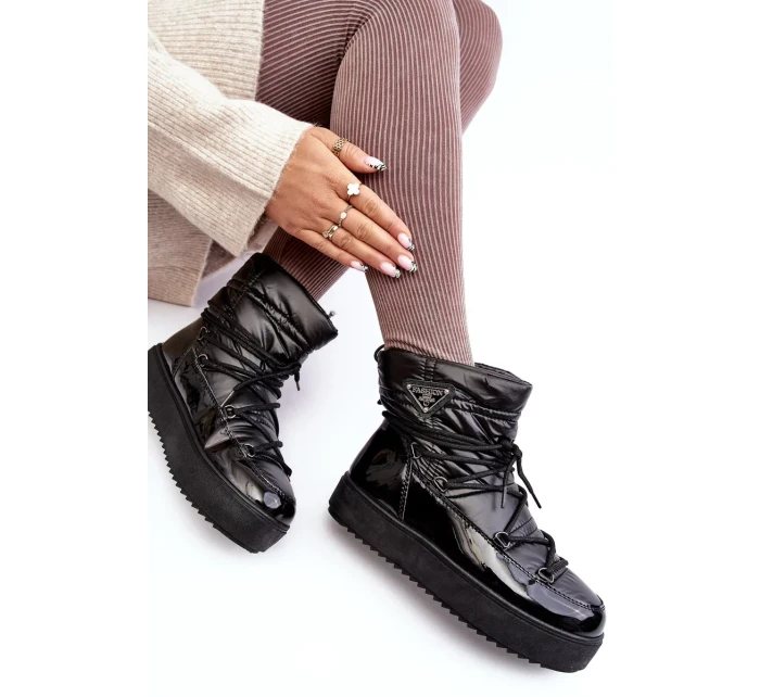 Dámské boty do sněhu na platformě se šněrováním v černém Fleure Dámské boty do sněhu na platformě se šněrováním v černém Fleure