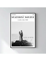 Personalizovaný magický fotoobraz v rámu - 50x70 - svatební noviny Personalizovaný magický fotoobraz v rámu - 50x70 - svatební noviny