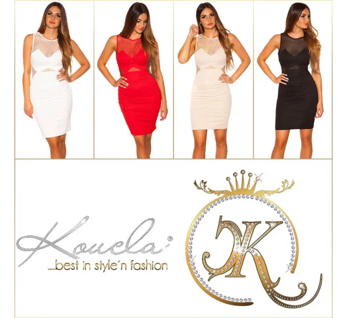 Dámské sexy šaty se síťovinou model 20196594 Béžová - Koucla Dámské sexy šaty se síťovinou model 20196594 Béžová - Koucla