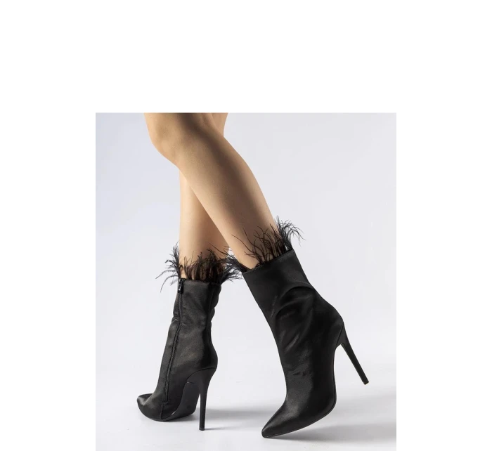 Dámské kotníkové boty na podpatku 9582 Černá - Super mode