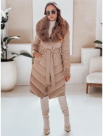 Dámská prošívaná zimní bunda s kožešinou FashionStreet camel TY5077 Dámská prošívaná zimní bunda s kožešinou FashionStreet camel TY5077