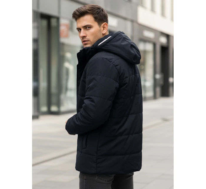 Pánská zimní bunda s kapucí tmavě modrá FashionStreet TX5043
