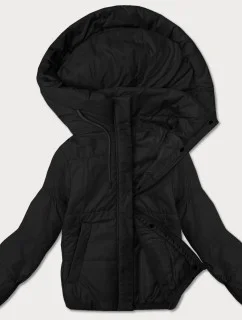 Černá krátká dámská bunda s kapucí J Style (16M9237-392)