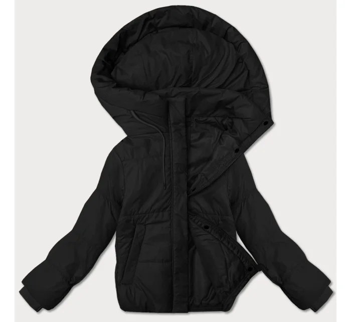 Černá krátká dámská bunda s kapucí J Style (16M9237-392)