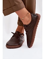 Kožené dámské polobotky Barefoot model 22074657 Čokoládové - Zazoo