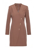 Šaty M793 Blazer se zlatým knoflíkem – mocca Šaty M793 Blazer se zlatým knoflíkem – mocca