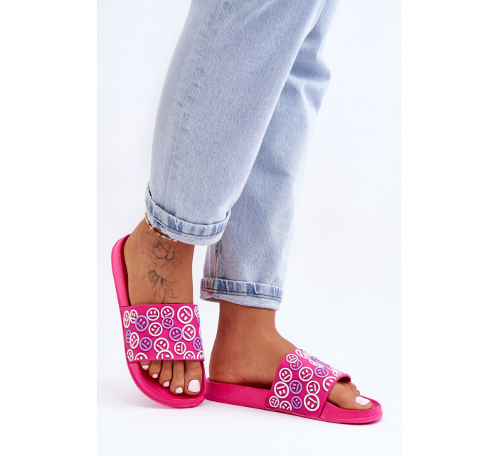 Dámské pantofle SD5179 Tmavě růžová s potiskem - Step in style