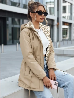 Kurtka parka damska z odpinanym kapturem beżowa FashionStreet TY5450