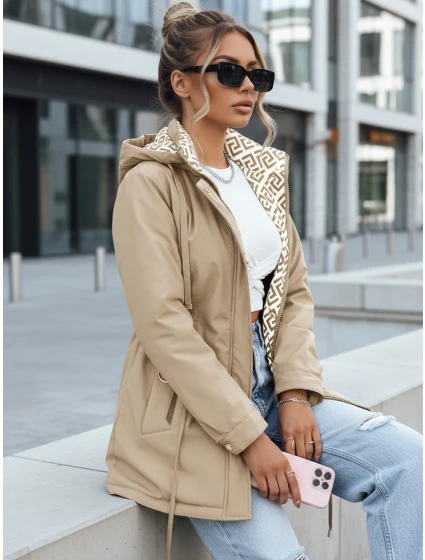 Dámská bunda parka s odepínací kapucí béžová FashionStreet TY5450