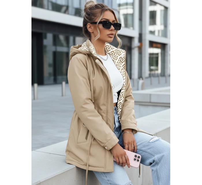 Dámská bunda parka s odepínací kapucí béžová FashionStreet TY5450