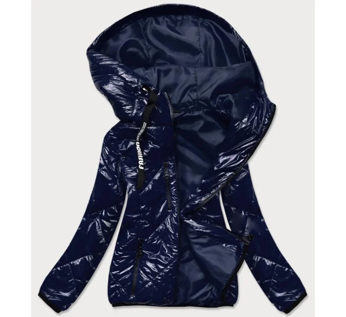 Tmavě modrá prošívaná bunda s kapucí (B9768) Tmavě modrá prošívaná bunda s kapucí (B9768)