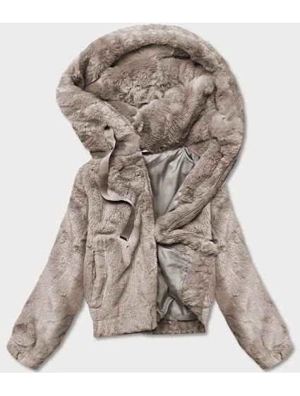 Krátká béžová dámská kožešinová bunda (B8050-12) Krátká béžová dámská kožešinová bunda (B8050-12)
