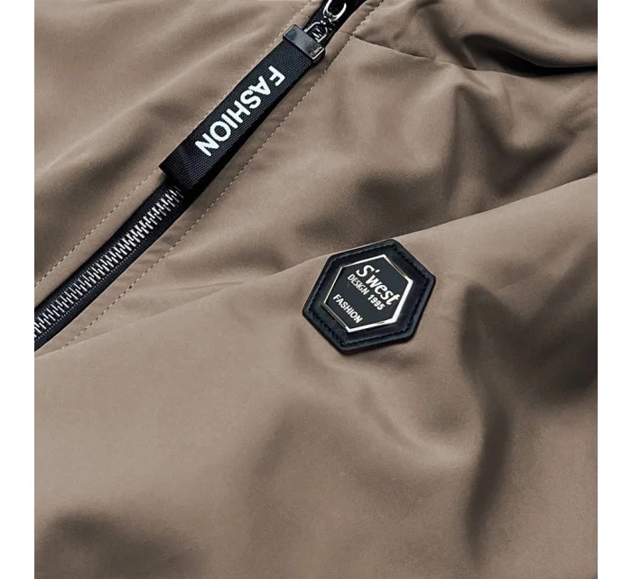 Béžová dámská bunda parka s kapucí model 18013412 - S'WEST Béžová dámská bunda parka s kapucí model 18013412 - S'WEST