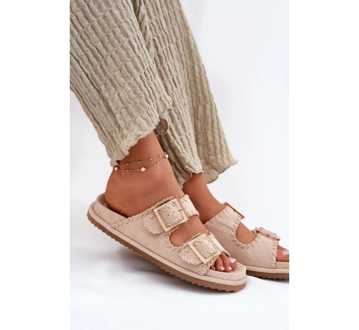 Dámské Sandály S Přezkami A Dekorativním Obšitím Béžové Visley Dámské Sandály S Přezkami A Dekorativním Obšitím Béžové Visley