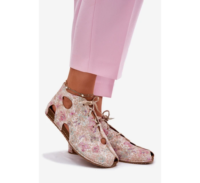 Vzorované Kožené Boty model 21697469 Béžové - Maciejka