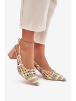 Sandály S Pletením Na Podpatku Růžové model 21699997 - Boto Sandály S Pletením Na Podpatku Růžové model 21699997 - Boto