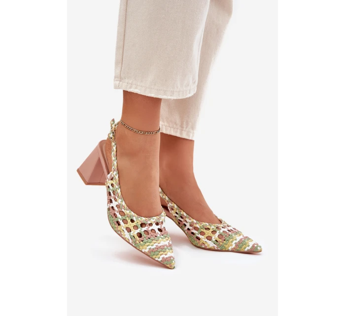 Sandály S Pletením Na Podpatku Růžové model 21699997 - Boto Sandály S Pletením Na Podpatku Růžové model 21699997 - Boto