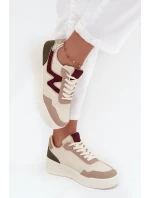 Dámské tenisky na platformě se zlatými vložkami Béžové Zalvra Dámské tenisky na platformě se zlatými vložkami Béžové Zalvra