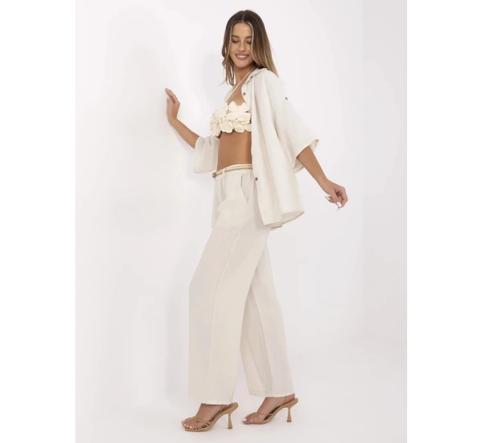 Spodnie MI SP model 21151260 jasny beżowy - FPrice Spodnie MI SP model 21151260 jasny beżowy - FPrice