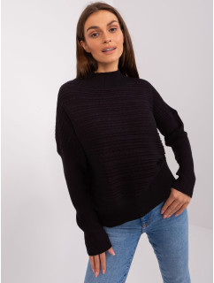 Černý dámský asymetrický svetr s vlnou