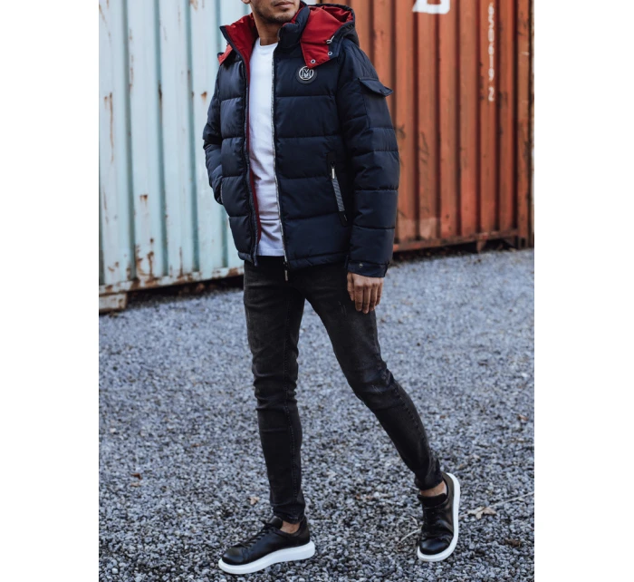 Pánská prošívaná zimní bunda s kapucí tmavě modrá Dstreet TX4929