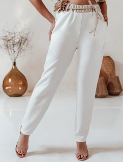 Dámské máslové kalhoty s květinami LEGISSA ecru FashionStreet UY2406