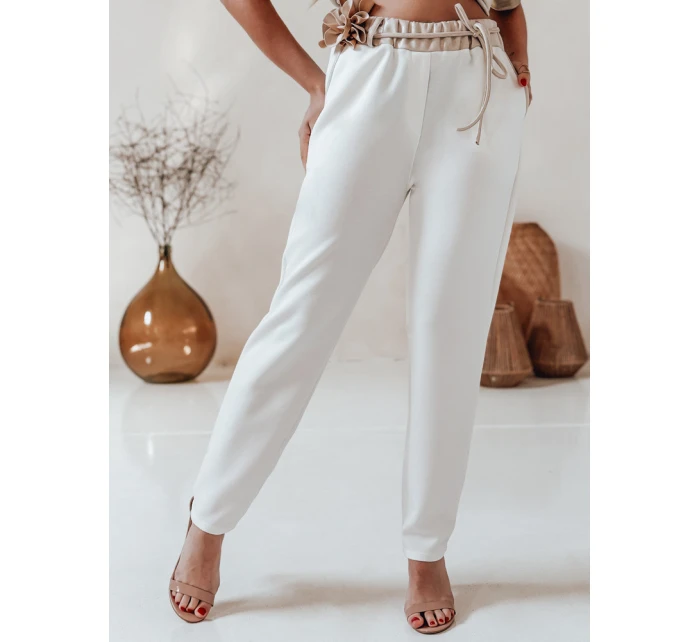 Dámské máslové kalhoty s květinami LEGISSA ecru FashionStreet UY2406 Dámské máslové kalhoty s květinami LEGISSA ecru FashionStreet UY2406