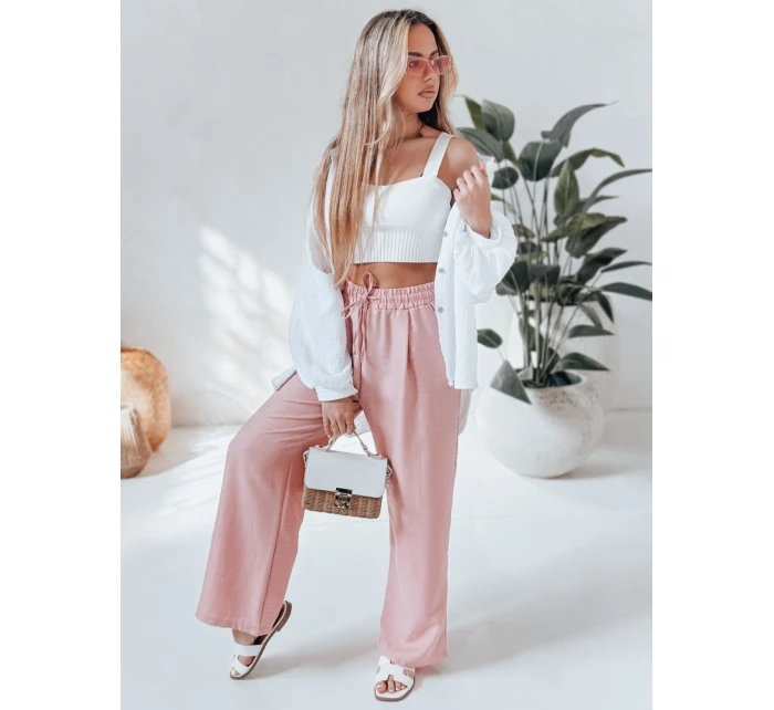 Dámské kalhoty se širokými nohavicemi MILLIVIO růžová FashionStreet UY2663