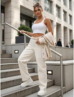 Dámské baggy džíny s vysokým sedem béžové FashionStreet UY2931