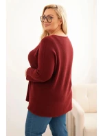Svetr dámský plus size s lodičkovým výstřihem bordový Svetr dámský plus size s lodičkovým výstřihem bordový