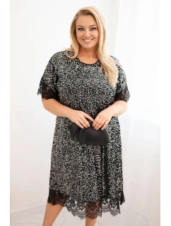 Dámské šaty Plus Size se a krajkovým černý + stříbrný model 21486186 - K-Fashion