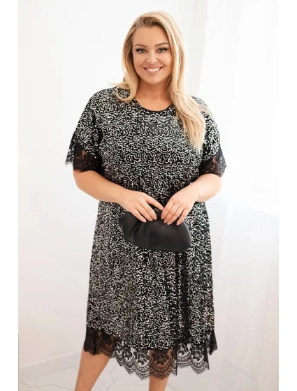 Dámské šaty Plus Size se a krajkovým černý + stříbrný model 21486186 - K-Fashion