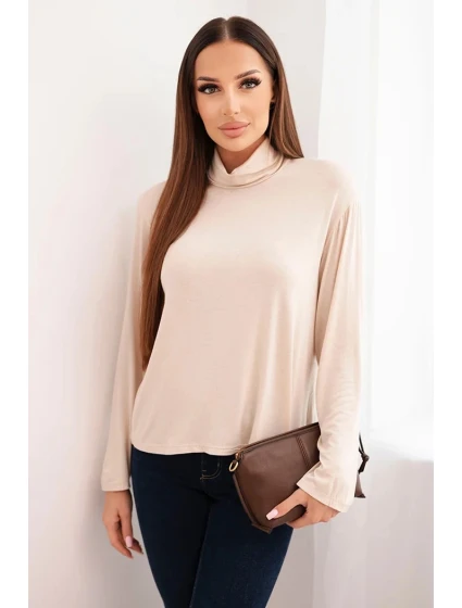 Dámská viskózová blůza s rolákem a dlouhým rukávem béžová Dámská viskózová blůza s rolákem a dlouhým rukávem béžová
