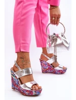 Dámské sandály na klínu stříbrné Calderia Dámské sandály na klínu stříbrné Calderia