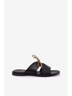 Dámské kožené sandály na plochém podpatku Zazoo 3022 černé