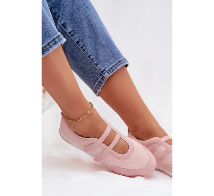 Sportovní dámské baleríny s pásky Růžové model 21956192 - Boto Sportovní dámské baleríny s pásky Růžové model 21956192 - Boto