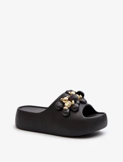 Dámské pěnové pantofle se zdobením na silné podrážce, Black Bremavia