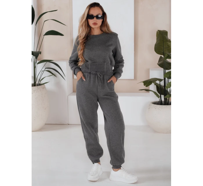 Dámská tmavě šedá tepláková souprava KEILI FashionStreet AY0647 Dámská tmavě šedá tepláková souprava KEILI FashionStreet AY0647