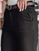 Dámské kalhoty slim fit s páskem TAIRONIK black FashionStreet UY2544