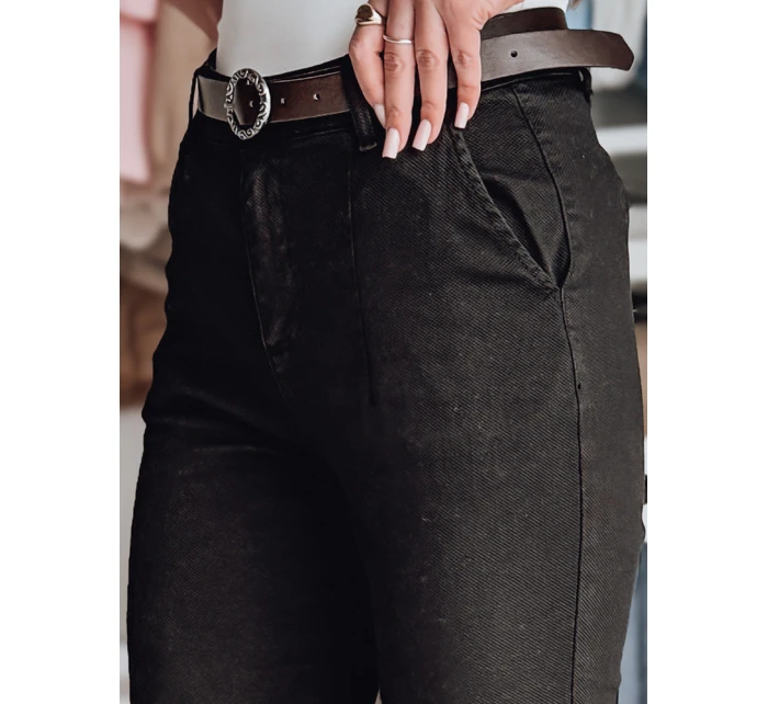 Dámské kalhoty slim fit s páskem TAIRONIK black FashionStreet UY2544