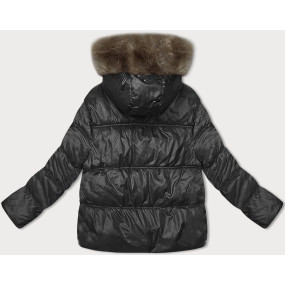 Černá dámská zimní bunda s kapucí (B8205-1)