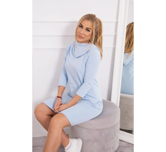 Šaty s kapucí a kapsami modré