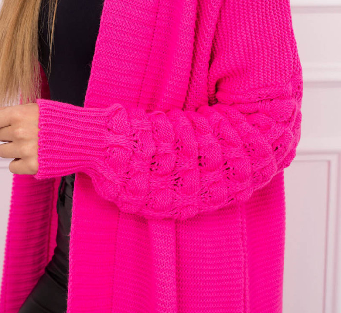 Bublinkový svetr s rukávy růžový neon
