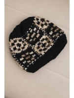Dámská zimní vlněná čepice s ozdobnými krystalky K399 černá
